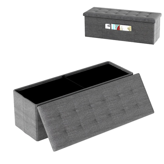 43 Inches Folding Storage Ottoman Bench Linen End of Bed Bench with Padded Seat