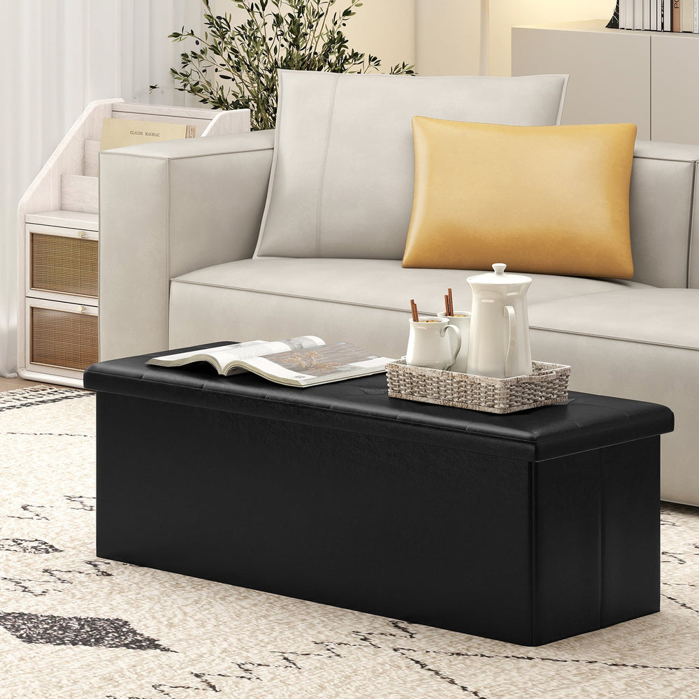 43 Inches Folding Storage Ottoman Bench Foot Rest Stool End of Bed Bench