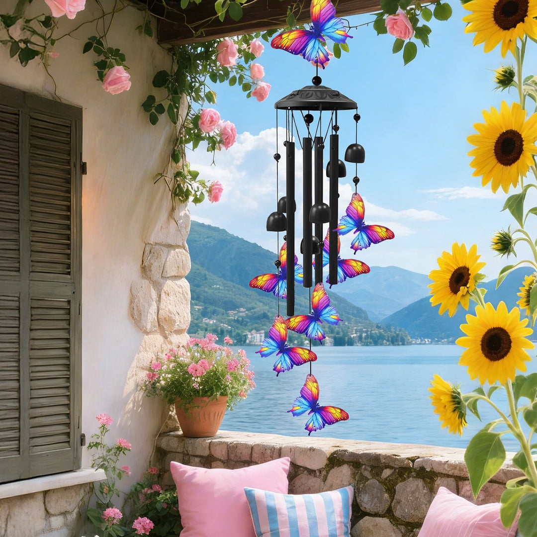 Metal Wind Chimes with Aluminum Tubes - Butterfly & Hummingbird