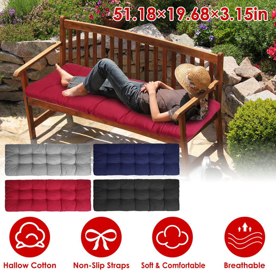 Bench Seat Cushion For Indoor Outdoor Furniture Non Slip Long Chair Cushion with Ties Strap  Swing Cushion 51.18x19.68IN For Garden Patio Balcony Entr