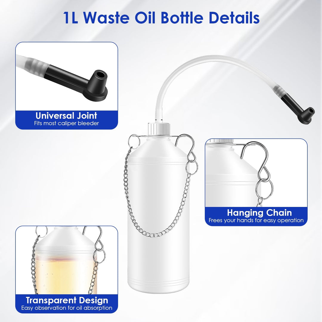 3L Manual Brake Bleeder Kit – Vacuum Pump with 1L Waste Bottle & 4 Adapters