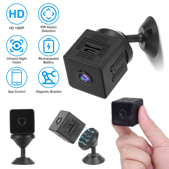 1080P 2.4G WiFi Mini Security Camera for Pet Baby Monitor Compact Wireless Camera with PIR Motion Detection Night Vision App Control 32G MMC Card Stor