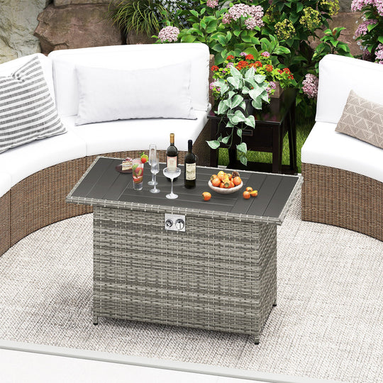 44.5 Inch Propane Fire Pit Table Rattan Gas 2-in-1 with Stainless Steel Burner