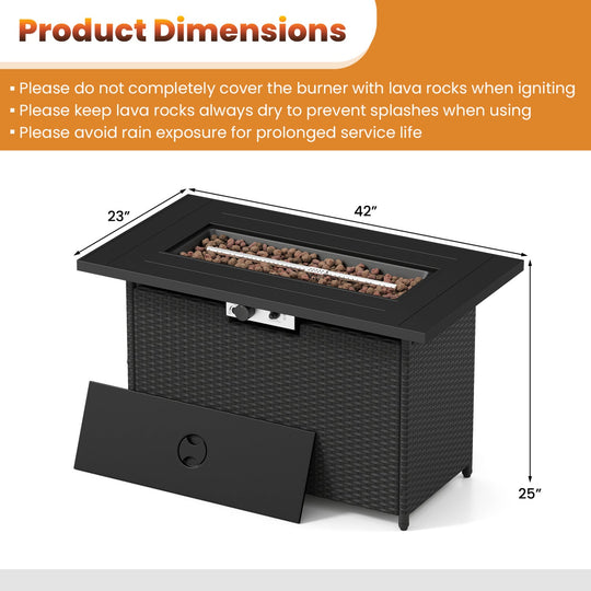 44.5" Propane Fire Pit Table with 50,000 BTU Burner