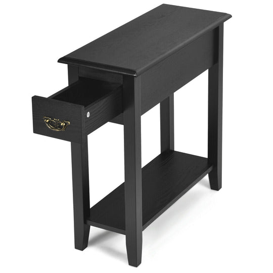 End Table Bedside Sofa End Table Narrow Nightstand with Wooden Legs