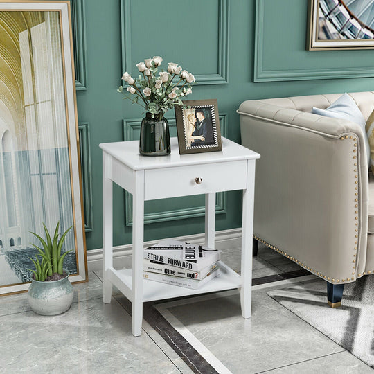 Wooden Nightstand End Table Storage Display