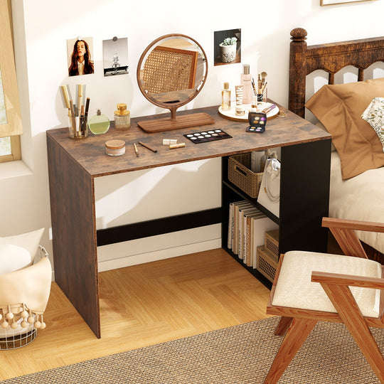 44 Inch Wooden Computer Desk with Bookshelf for Small Space