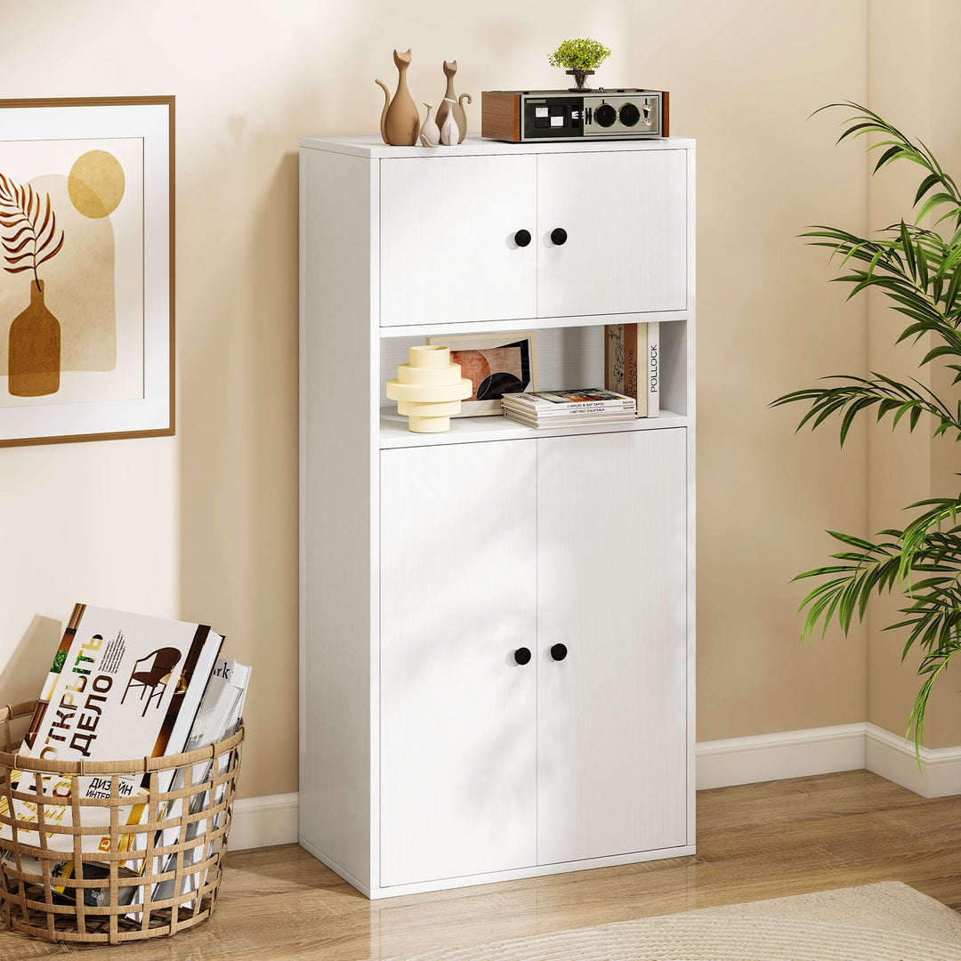 44 Inches Tall Bookshelf with Doors and Adjustable Shelf
