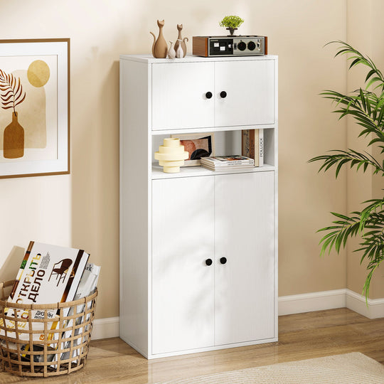 44 Inches Tall Bookshelf with Doors and Adjustable Shelf