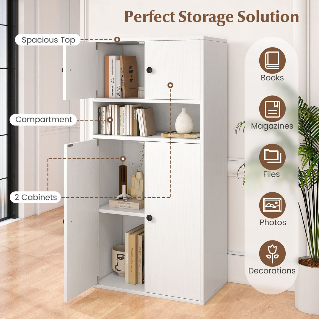 44 Inches Tall Bookshelf with Doors and Adjustable Shelf