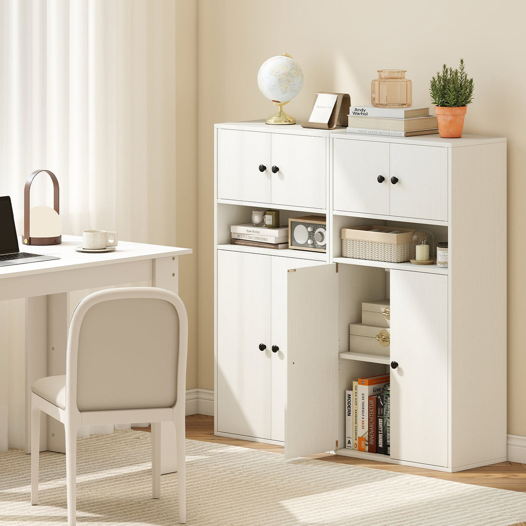 44 Inches Tall Bookshelf with Doors and Adjustable Shelf