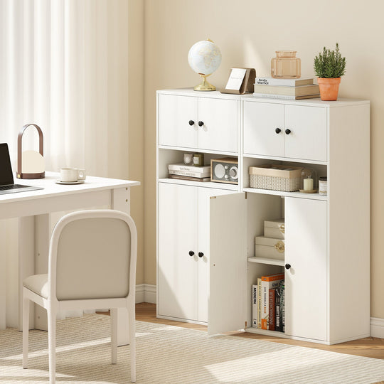 44 Inches Tall Bookshelf with Doors and Adjustable Shelf