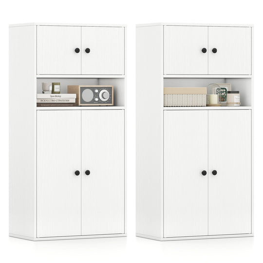 44 Inches Tall Bookshelf with Doors and Adjustable Shelf