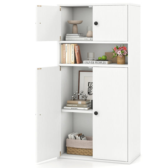 44 Inches Tall Bookshelf with Doors and Adjustable Shelf