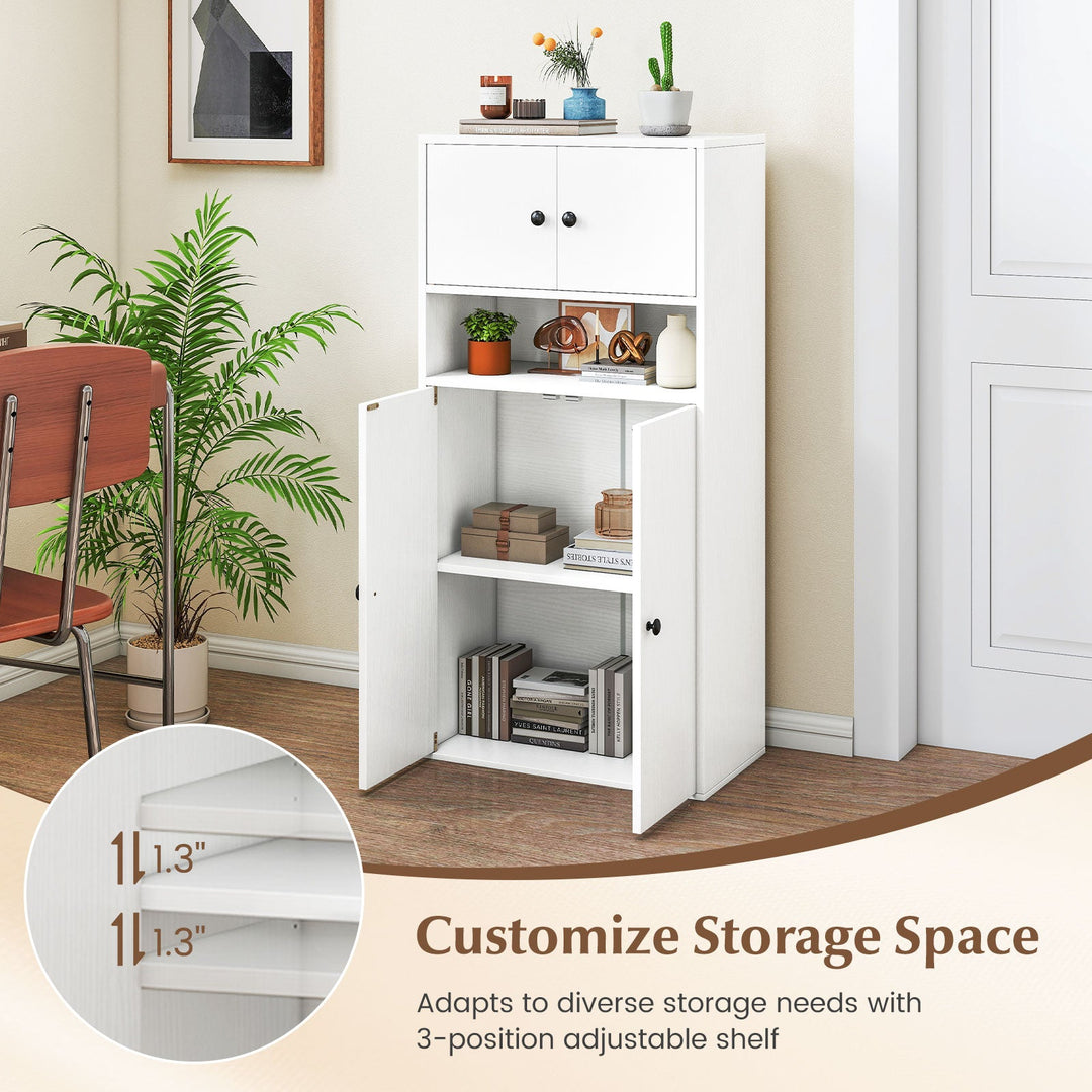 44 Inches Tall Bookshelf with Doors and Adjustable Shelf
