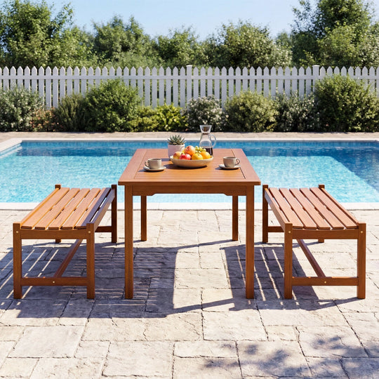 44" Patio Wood Bench Set of