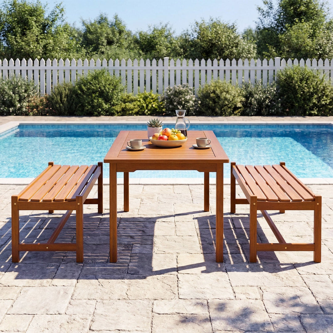 44" Patio Wood Bench Set of