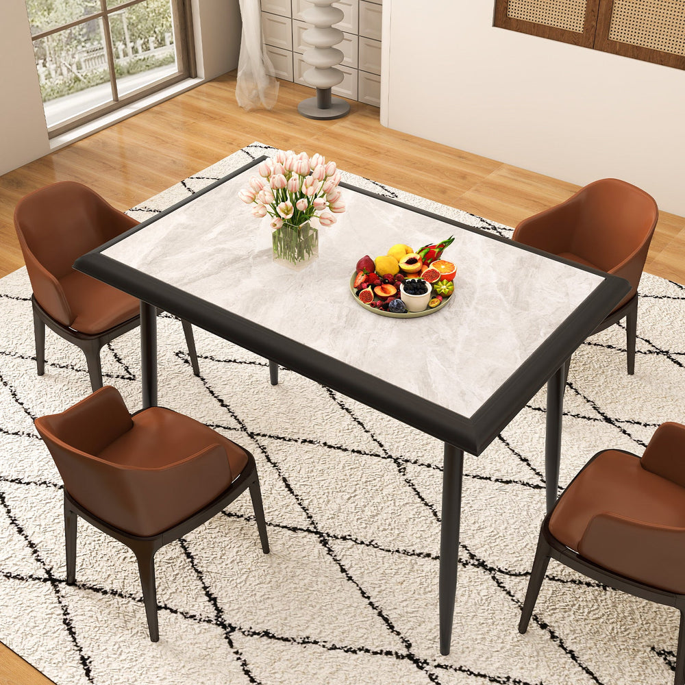 44" Sintered Stone Dining Table with Gold X-Shaped Metal Frame