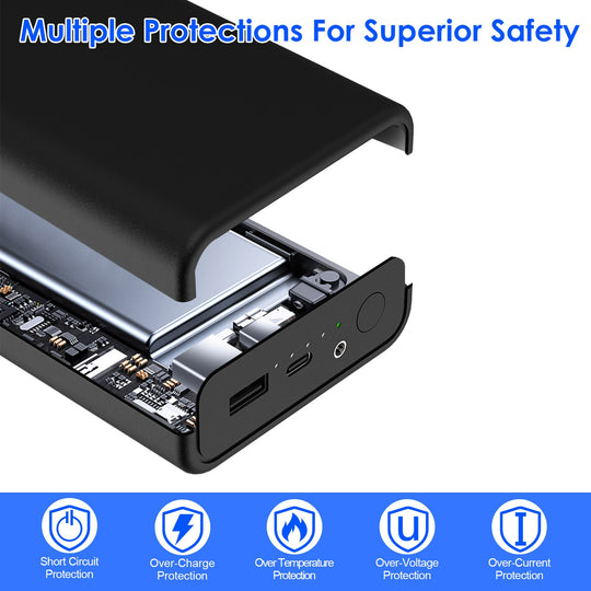 20000mAh 5V 2A Power Bank for Heated Jackets Vests Pants Gloves Scarves DC 7.4V 2A Heated Clothing Replacement Battery Pack for Men Women