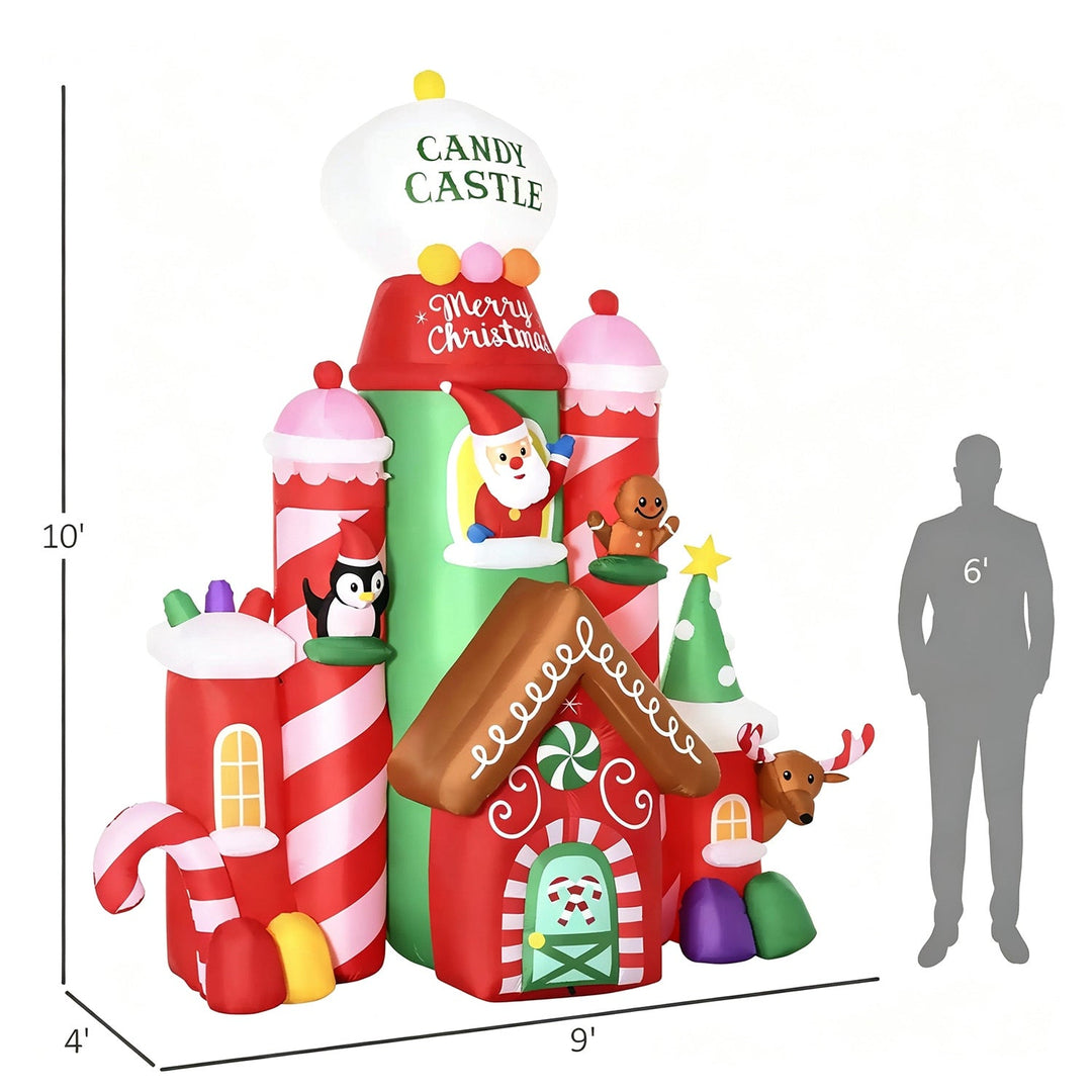10FT Inflatable Candy Castle Christmas Decoration with LED Lights