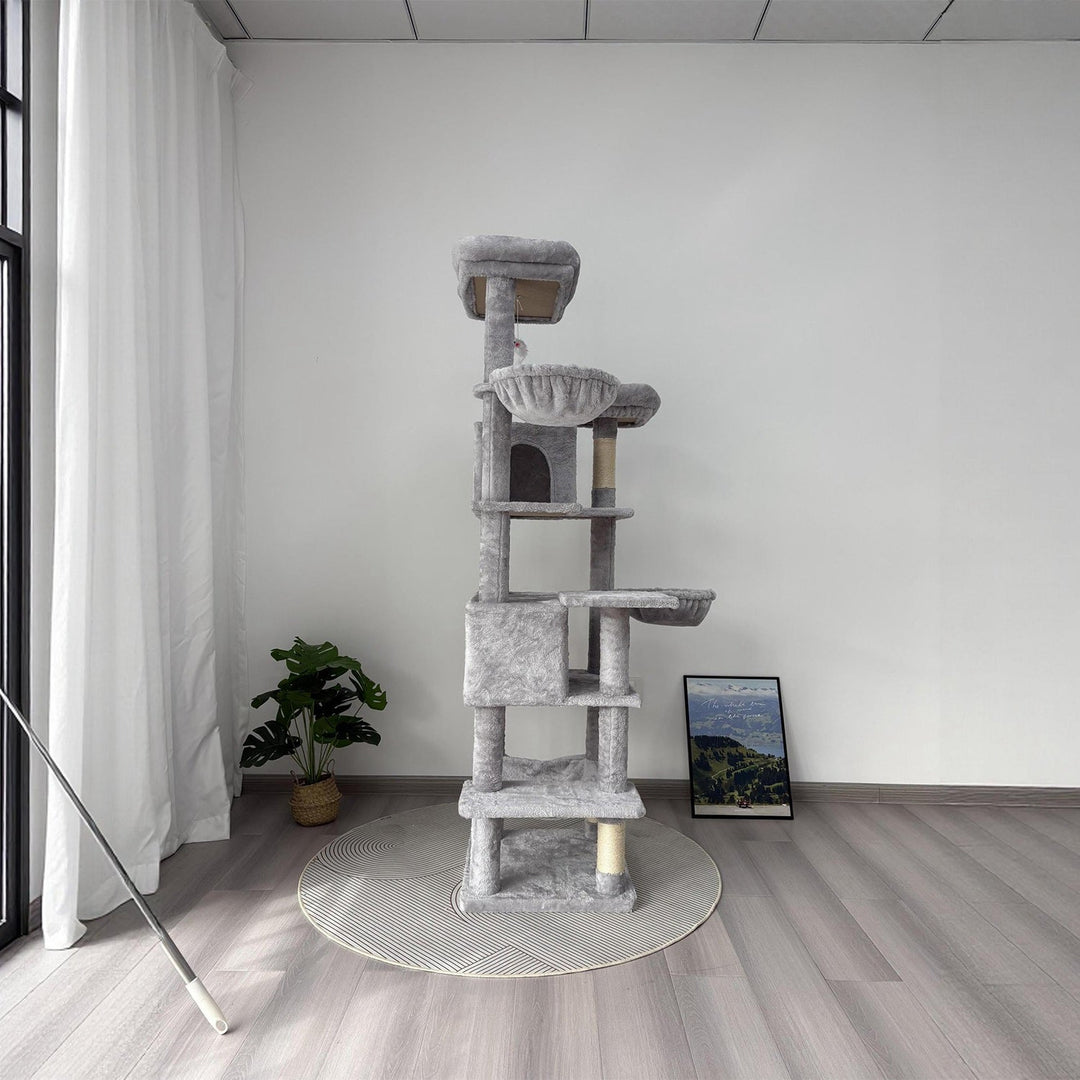68-Inch Multi-Level Cat Tree with Hammocks & Scratching Posts