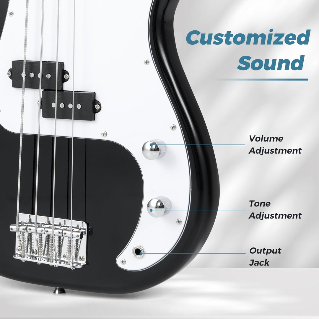 45.5 Inch Electric Bass Guitar with Double Pickups and Gig Bag for Beginners