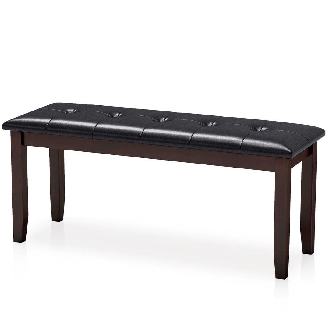 Upholstered Bench with Tufted Seat and Wood Legs, 45.5"