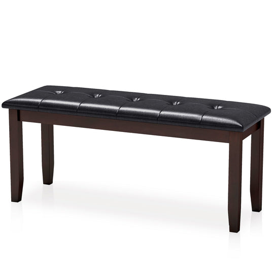 Upholstered Bench with Tufted Seat and Wood Legs, 45.5"
