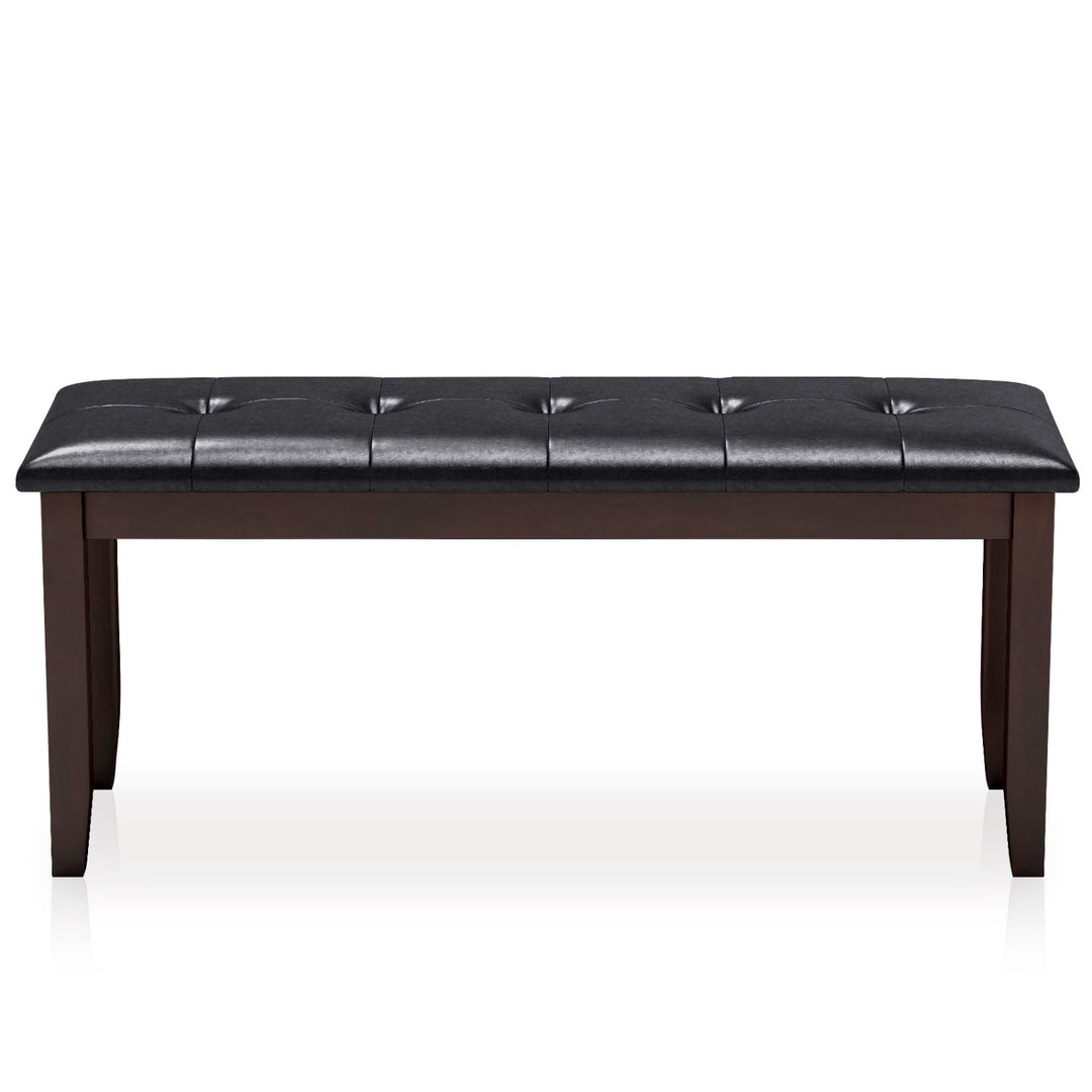 Upholstered Bench with Tufted Seat and Wood Legs, 45.5"
