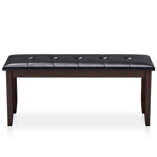 Upholstered Bench with Tufted Seat and Wood Legs, 45.5"