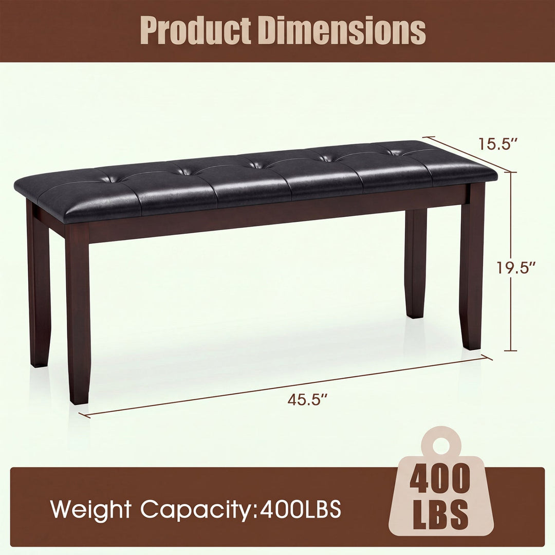 Upholstered Bench with Tufted Seat and Wood Legs, 45.5"