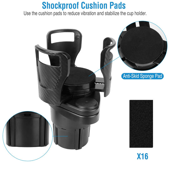 2 In 1 Car Cup Holder Extender Adapter 360¡ Rotating Dual Cup Mount Organizer Holder For Most 20 oz Up To 5.9" Coffee Drinking Bottles Key Glass Stora
