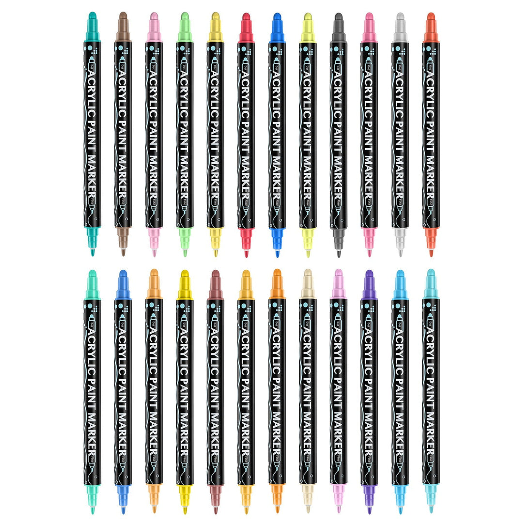 Dual Tip Acrylic Paint Markers Set - Water-Based & Quick-Dry
