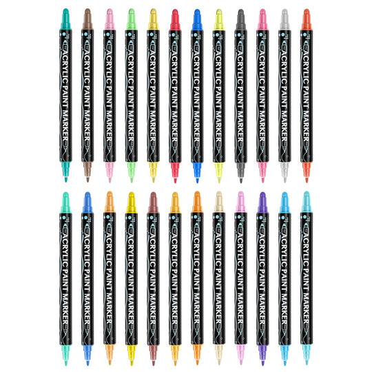 Dual Tip Acrylic Paint Markers Set - Water-Based & Quick-Dry