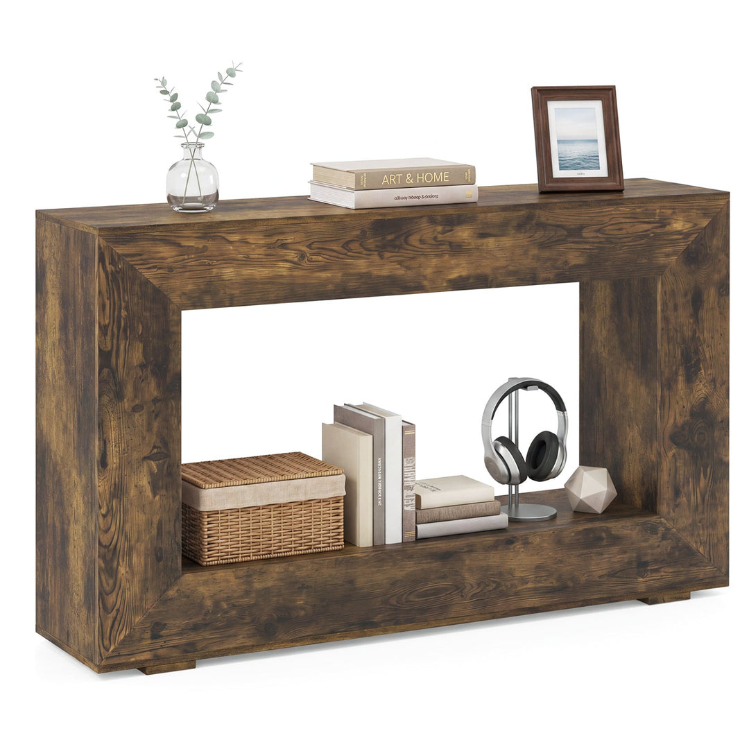47" Farmhouse Console Table with 2-Tier Storage Shelf