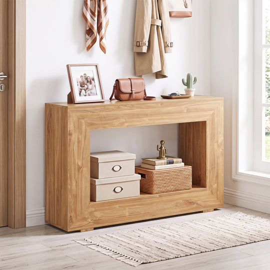 47" Farmhouse Console Table with 2-Tier Open Storage Shelf