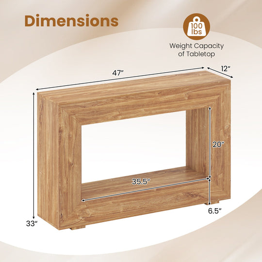 47" Farmhouse Console Table with 2-Tier Open Storage Shelf