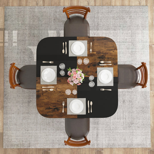 47.5 inch Modern Dining Table Square Kitchen Table with Mix-colored Tabletop