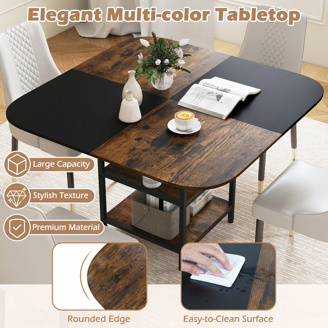 47.5 inch Modern Dining Table Square Kitchen Table with Mix-colored Tabletop