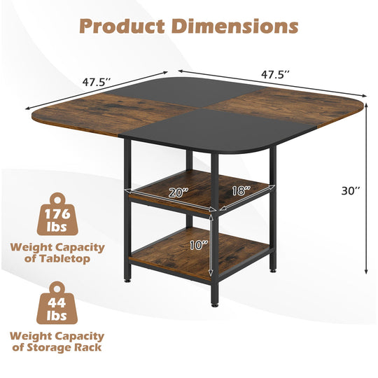 47.5 inch Modern Dining Table Square Kitchen Table with Mix-colored Tabletop