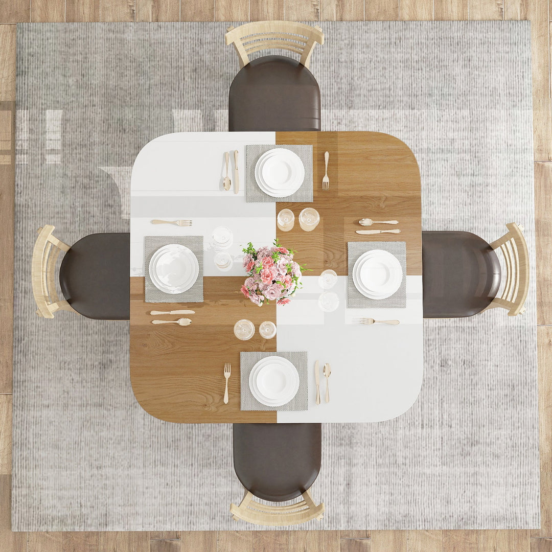 47.5 inch Modern Dining Table Square Kitchen Table with Mix-colored Tabletop
