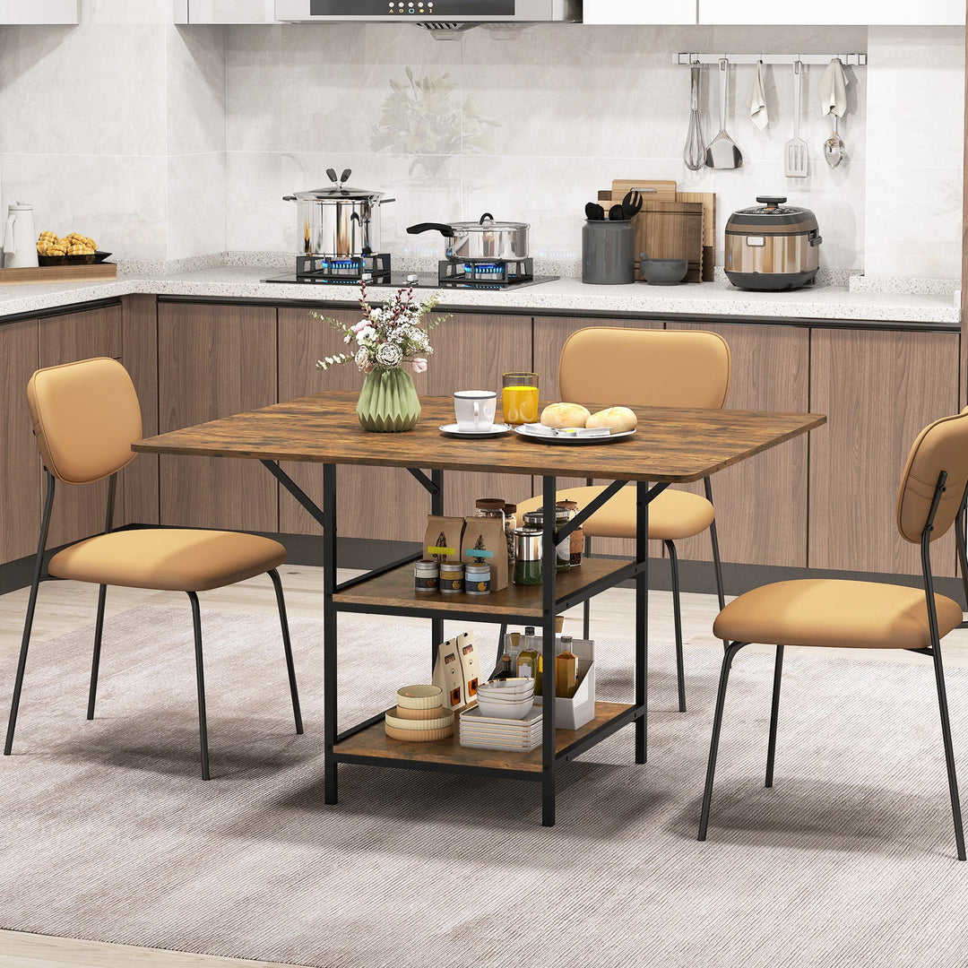 47 Inch Rectangular Dining Table with 2 Open Storage Shelves and Sturdy Metal Legs for 4-6