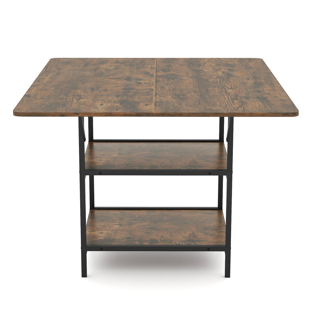 47 Inch Rectangular Dining Table with 2 Open Storage Shelves and Sturdy Metal Legs for 4-6