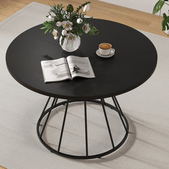 47 Inches Round Dining Table for 4 Farmhouse Kitchen Table with Wooden Tabletop