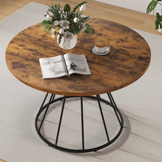 47 Inches Round Dining Table for 4 Farmhouse Kitchen Table with Wooden Tabletop