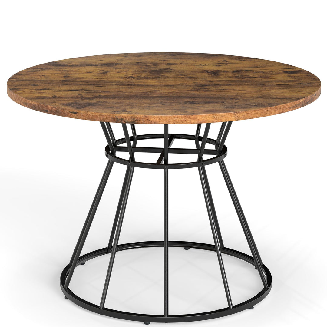47 Inches Round Dining Table for 4 Farmhouse Kitchen Table with Wooden Tabletop