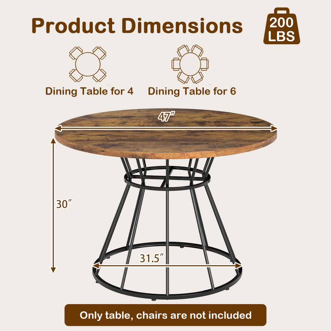 47 Inches Round Dining Table for 4 Farmhouse Kitchen Table with Wooden Tabletop
