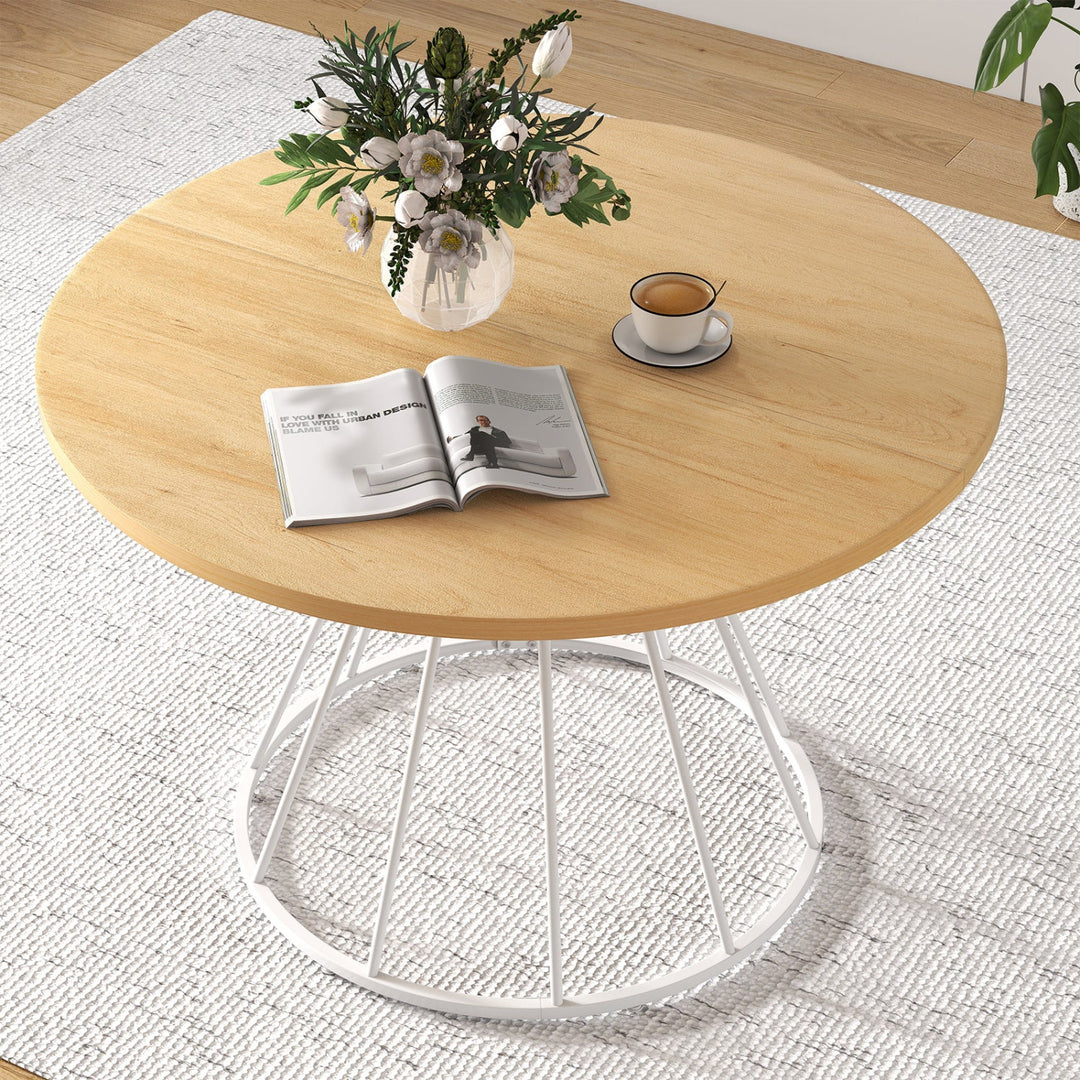 47 Inches Round Dining Table for 4 Farmhouse Kitchen Table with Wooden Tabletop