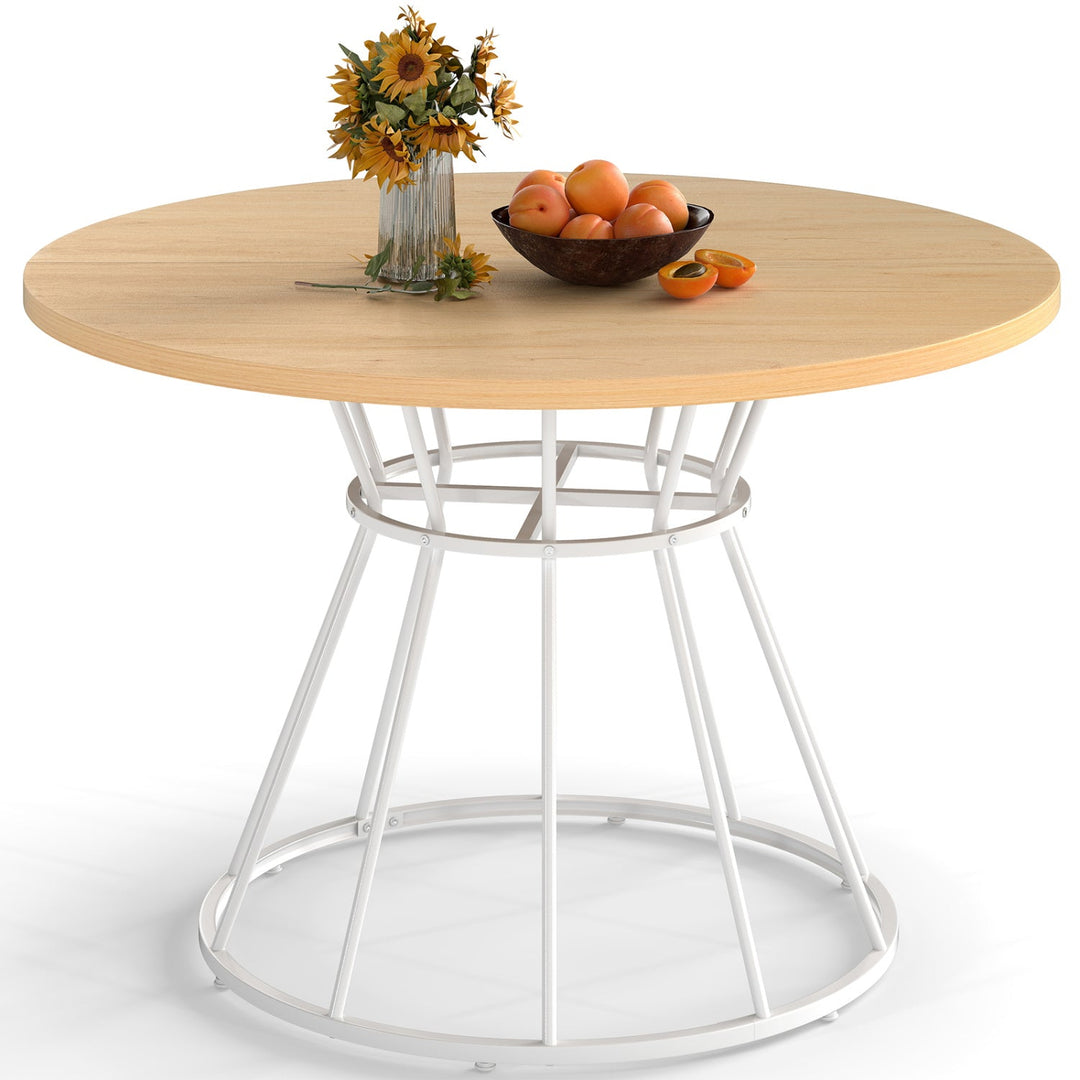 47 Inches Round Dining Table for 4 Farmhouse Kitchen Table with Wooden Tabletop