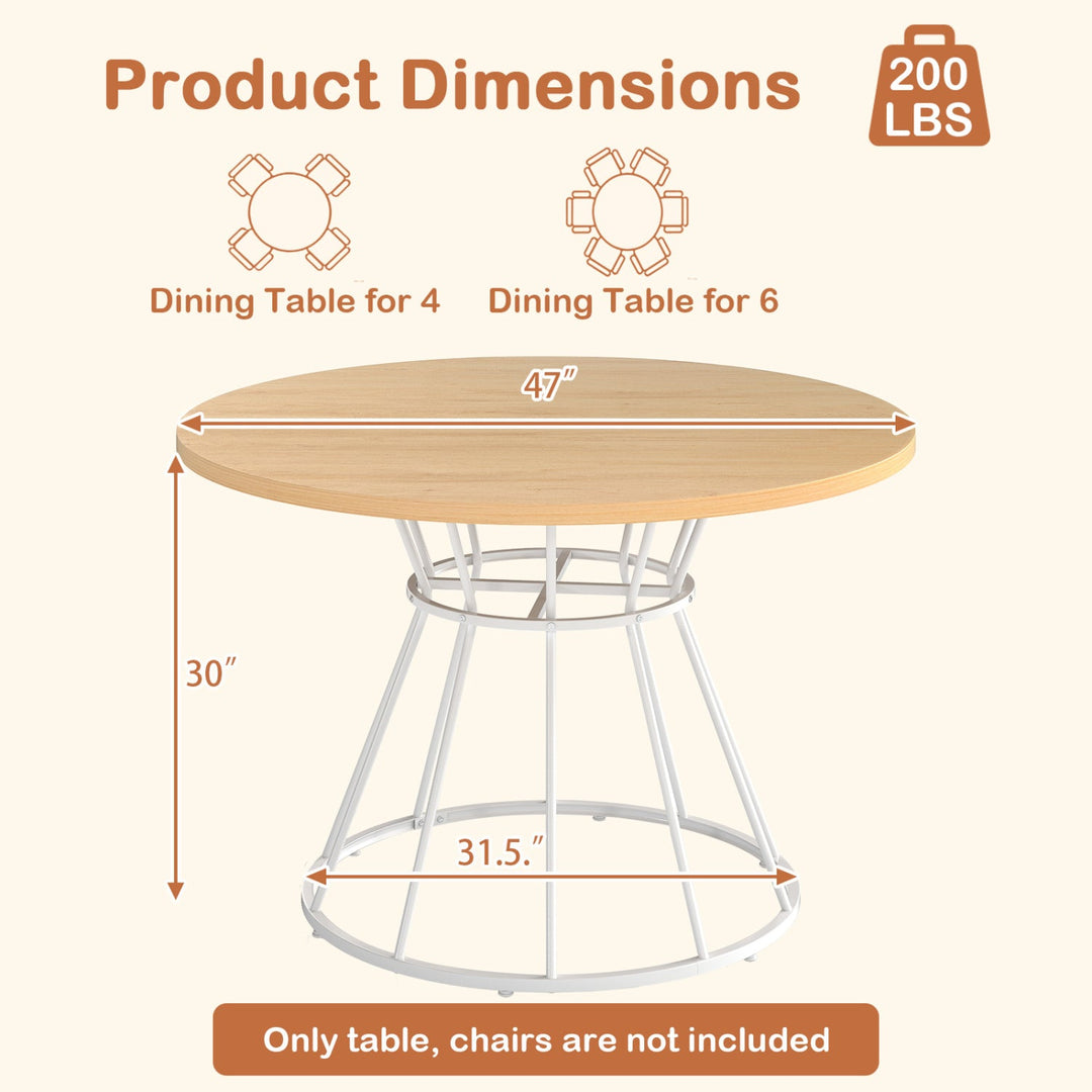 47 Inches Round Dining Table for 4 Farmhouse Kitchen Table with Wooden Tabletop